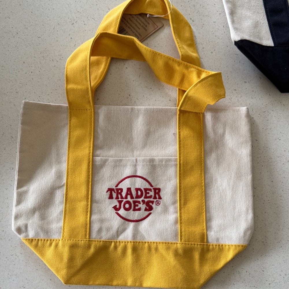 Trader Joe's Yellow and Cream Tote Bag